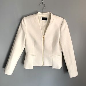 White cropped structured zip jacket xs